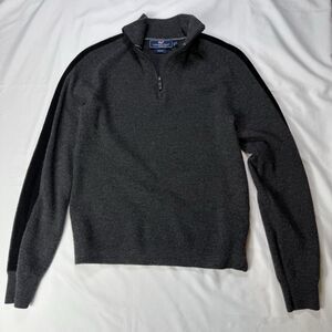 Vineyard Vines Aspen Ski Mens S Quarter Zip Sweater 100% Merino Wool Grey Black